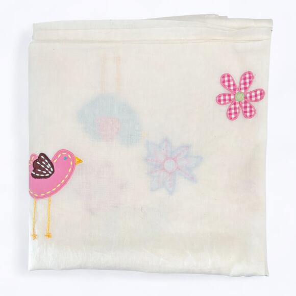 Pottery Barn Kids Other - Pottery Barn Kids Embroidered Birds Flower Sheer Curtain Panel 44X96 Pole Pocket